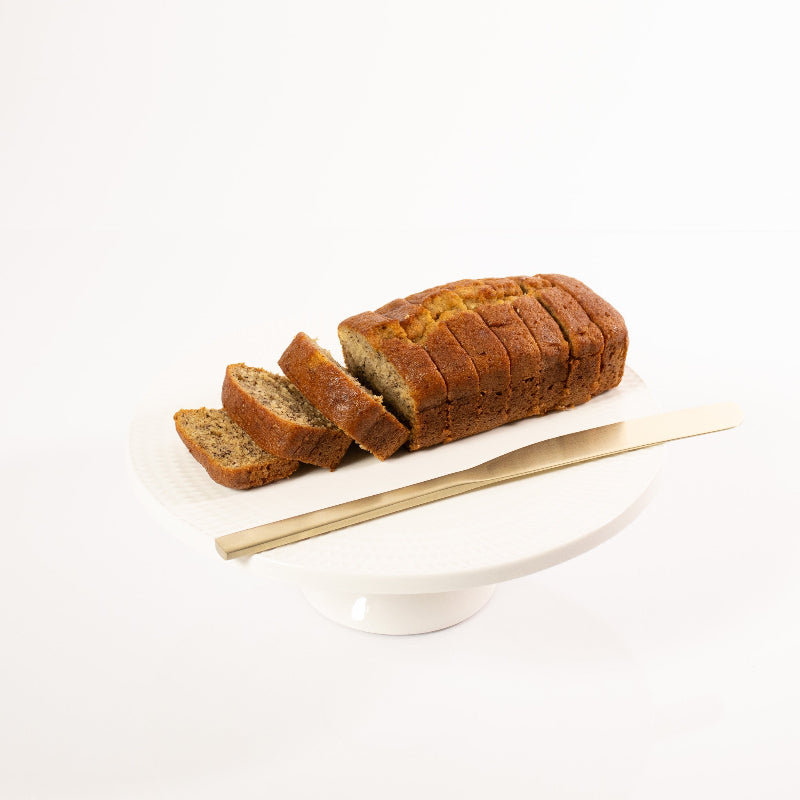 Moist banana loaf cake made with ripe bananas and spice.