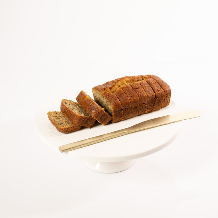 Moist banana loaf cake made with ripe bananas and spice.