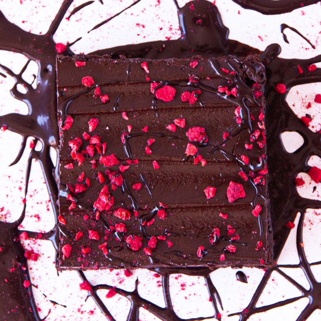 Fudgy Chocolate Brownie – Ganache & Freeze-Dried Raspberries – Sweet Talk Auckland