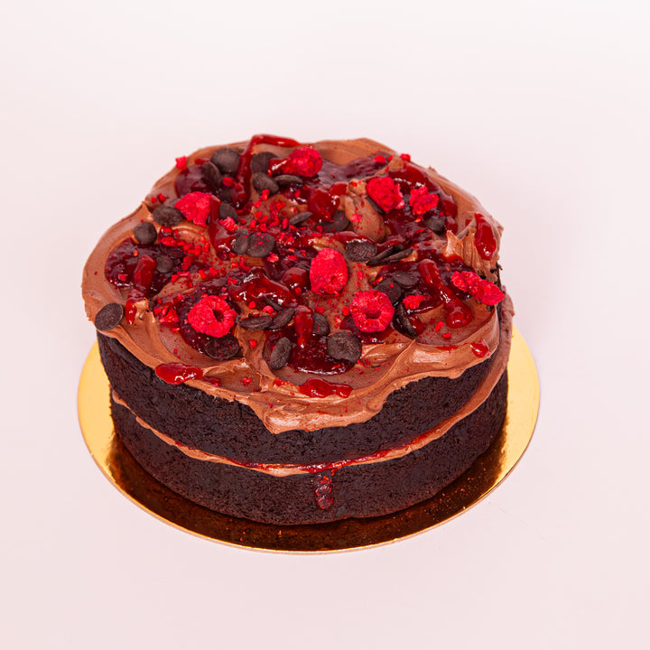Vegan chocolate and raspberry cake – gluten free – Sweet Talk Auckland